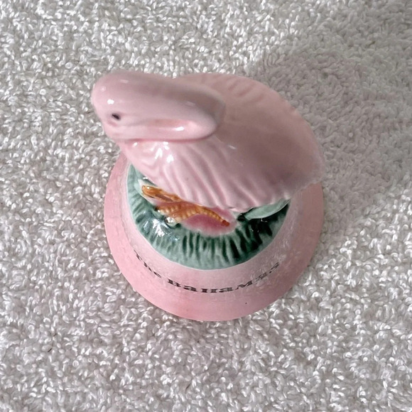 Vintage Pink Ceramic Flamingo Bell Bahamas Kitschy  Travel Souvenir - Picture 6 of 10